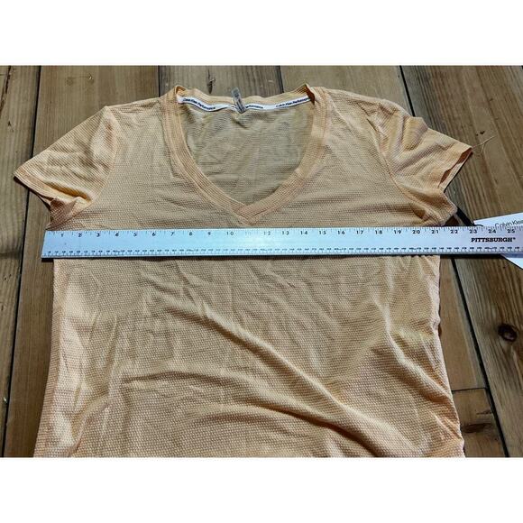 NWT! Calvin Klein Performance waffle knit Vneck top.blouse. Orange. Size XL - Picture 5 of 6